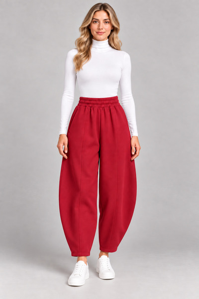 EFRUZ BUTİK Scuba Front-Seam Pockets, Elastic Waist, Non-See-Through Balloon ...
