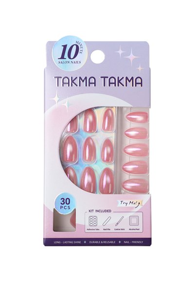 Takma Takma Şeker Pembe İnci Tozu Kısa Badem Soft Jel Standart Beden 30'lu Ta...