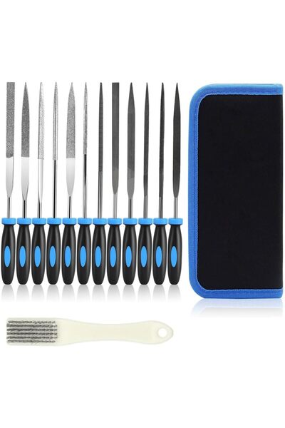Generic 13Pcs Premium Small File Set, 6 Diamond Files, 6 Steel Files, Cleanin...