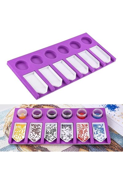 TERRIFI Beads Sorting Tray Organizer with 6 Slots, Purple EVA Holder and Whit...