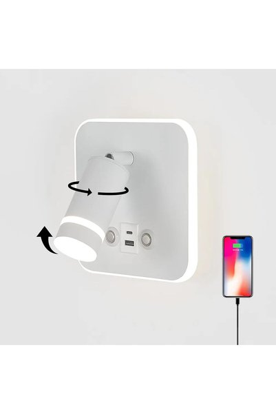Generic مصابيح جدارية، إضاءة قراءة قابلة للتعديل مع منفذي USB، مصباح حائط بثل...