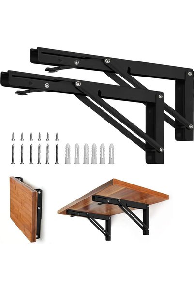 Generic Folding, Collapsible Shelf Brackets - Heavy Duty Metal for Bench Tabl...