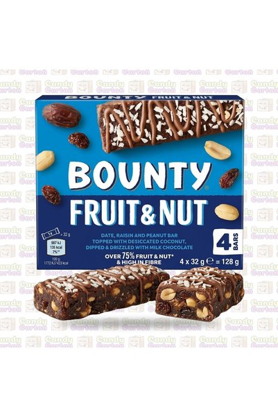 Bounty باونتي لوح بار فواكه ومكسرات تمر وزبيب وفول سوداني وجوز هند مبشور 128 ...