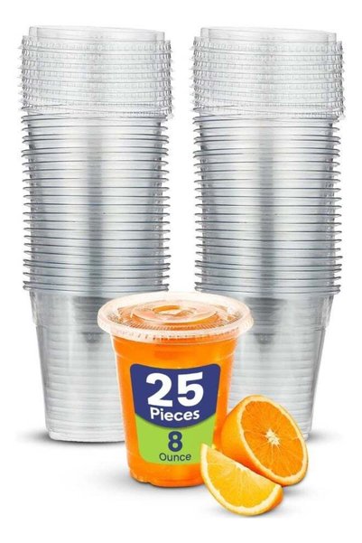 Generic SNH Packing [Pack of 25] Plastic Juice Cup 8 Ounce With Lid Strong Id...