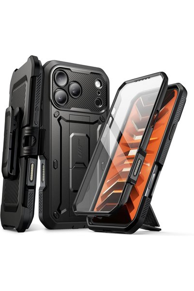 Supcase حافظة لهاتف آيفون 18 برو ماكس / 17 برو ماكس، مع مشبك حزام، باللون الأسود