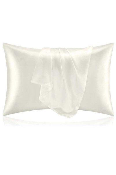 Generic MahMir® Silk Satin Pillowcase for Hair and Skin Queen Ivory White Sil...