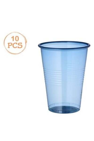 UNIC Set de 10 pahare din plastic transparent albastru deschis 480ml