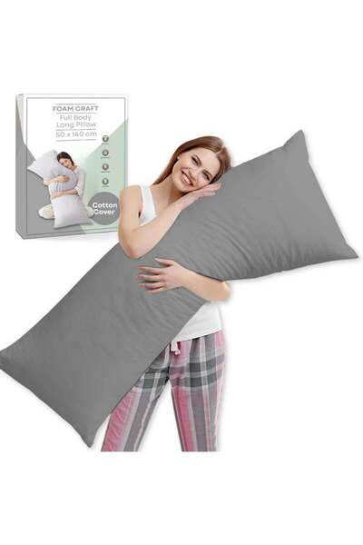 Generic FOAM CRAFT Long Body Pillow with Cotton Cover - 50 x 140 cm - Grey