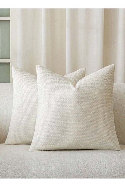 Generic a moment Off White Chenille Cushion Cover Throw Pillow Covers 45x45 C...