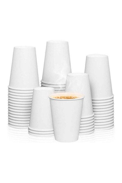Generic MARKQ [50 Cups] 12 oz. White Paper Cups - Disposable Hot Chocolate, C...