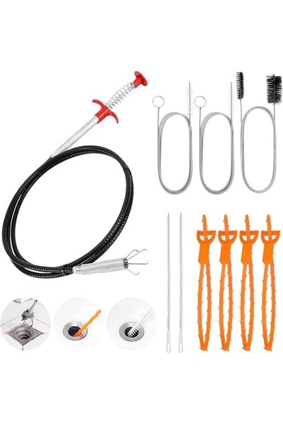 Tazweeq 10PCS Drain Snake Hair Remover Tool Set for Sink Shower Toilet