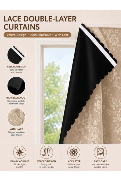 Generic OHTEX HOME 1 piece of 100% blackout curtain, French vintage style wit...