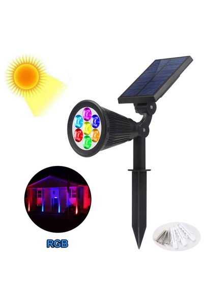 Choice مصباح شمسي خارجي بـ 7 مصابيح LED RGB للمنزل والحديقة والممرات والعشب، ...