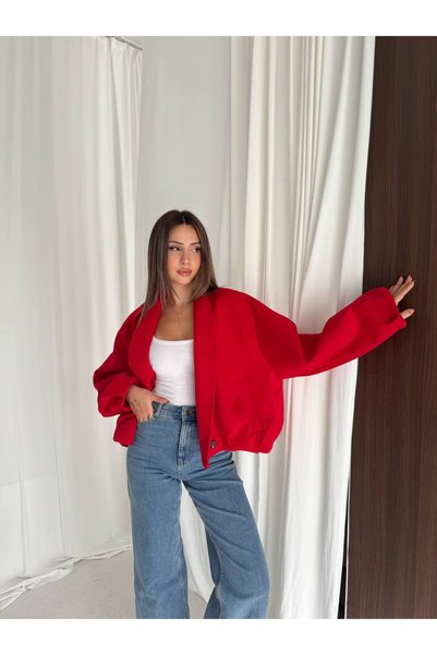 Leyal moda Kadın Bomber ceket- oversize rahat kalıp düğmeli şık tasarım