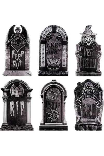 TAPIT 6 PCS 17" Halloween Tombstones Outdoor Decorations, Graveyard Tombstone...