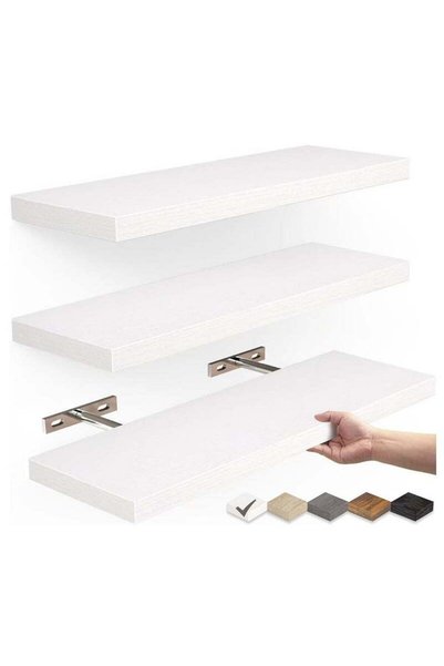 Generic XiuWoo 3-Pack Wood Wall Mounted Floating Shelves, Rustic Display Shel...