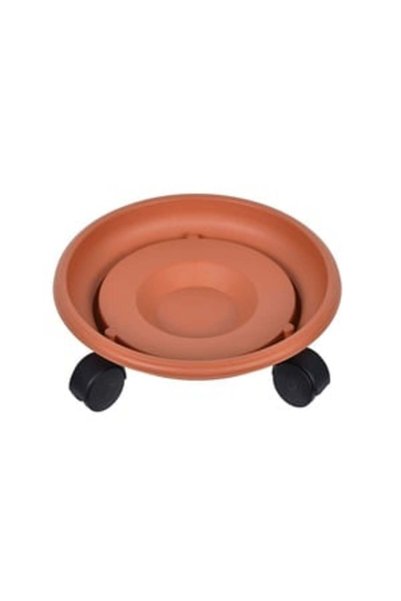 UNIC Tăviță din plastic pentru ghiveci de flori, culoare terracotă, cu roți Ø...