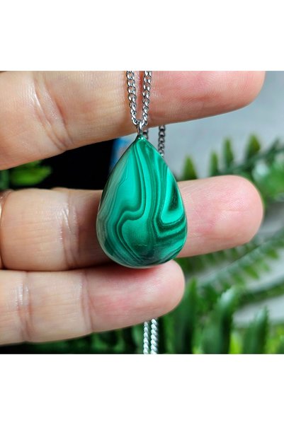 Singincraft Malachite - Natural Malachite Stone Necklace - Energy and Joy Sto...