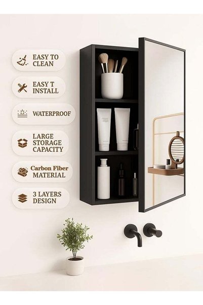 Generic WALALLA Non-Recessed Medicine Cabinet, Matte Black Aluminum Bathroom ...
