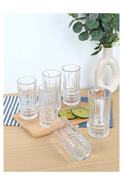 Generic Ollieroo Embossed Pattern Highball Glasses, Set of 6 Drinking Glasses...