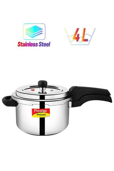 Prestige Svachh Deluxe Alpha Stainless Steel Pressure Cooker Silver/Black 4Li...