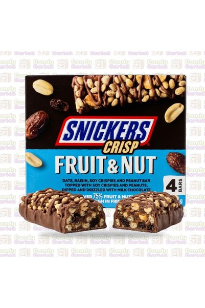 Snickers سنيكرز لوح بار كريسبي فواكه ومكسرات فواكة تمر وزبيب ومكسرات وفول سود...