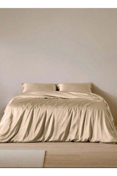 Generic LUNA Home Silky Satin, King Size 6-Piece Bedding Set, Plain Gold Brow...