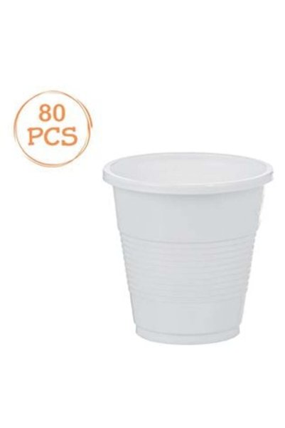 UNIC Set of 80 White Plastic Cups 80ml