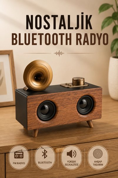 Edab Dreess Nostaljik Radyo Bluetooth Bağlantılı Şarjlı Yüksek Ses Kaliteli Edap