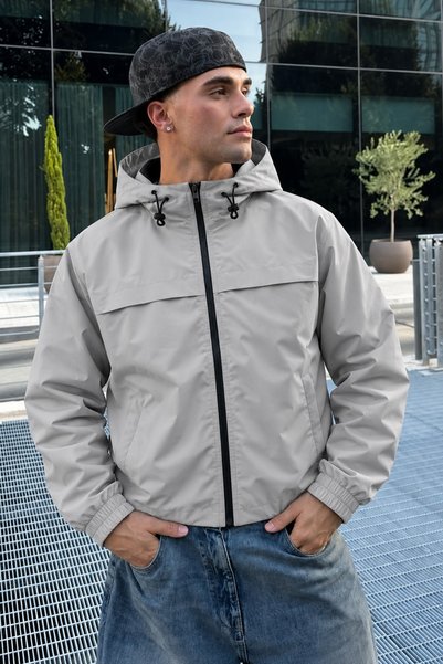 DAMGA JEANS Men's Hooded Waterproof Casual Stone Raincoat