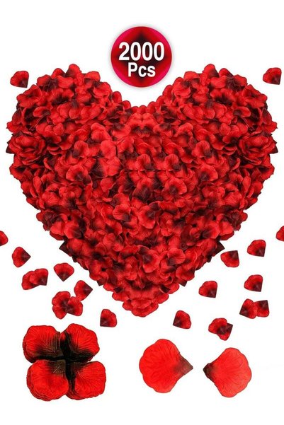 Generic Be2Blossom 2000 Pcs Red Artificial Rose Petals with Black Center (5x5...