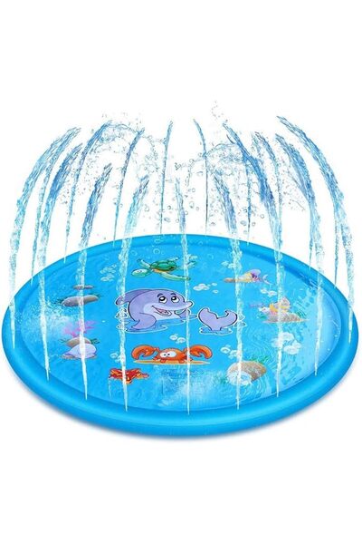 TERRIFI 100cm Kids Splash Pad – Sprinkler Play Mat, Paddling Pool for Dog & K...