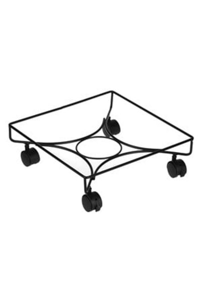 UNIC Suport metalic negru pătrat pentru ghiveci cu roți 33x33x10.5cm