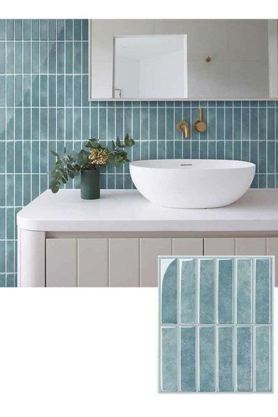 Generic RAWAID Peel and Stick Backsplash Tiles Bright Blue 5 Sheets, Waterpro...