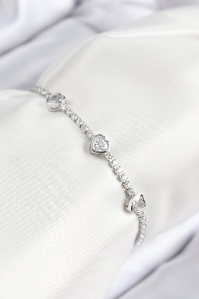 Skygo Brass Zircon Stone Row Model Silver Color Women's Bracelet with Elevato...