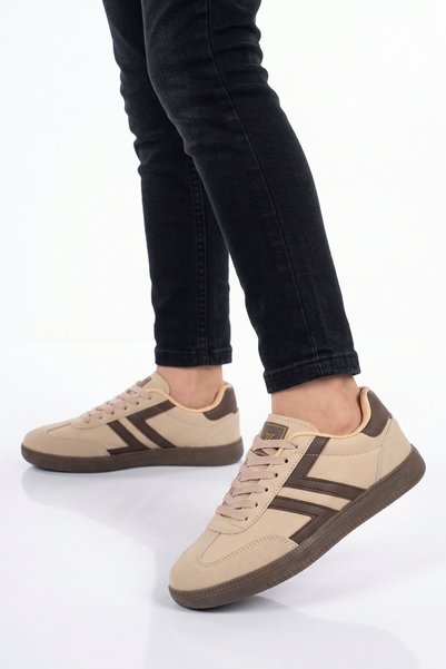 AYAKMOD Beige Lace-Up Lightweight Comfortable Unisex Walking and Sports Shoes...