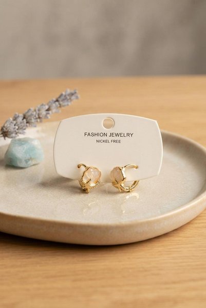 Mega Bazaar Brass Sea Shell Model Gold Color Children's Earrings