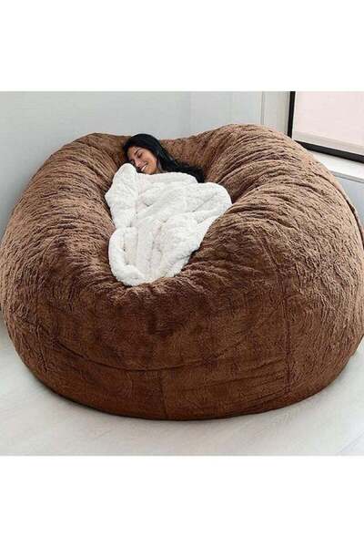 Generic LIMOS Large Bean Bag Cover(Filler Not Included) Round Soft Fluffy Cov...