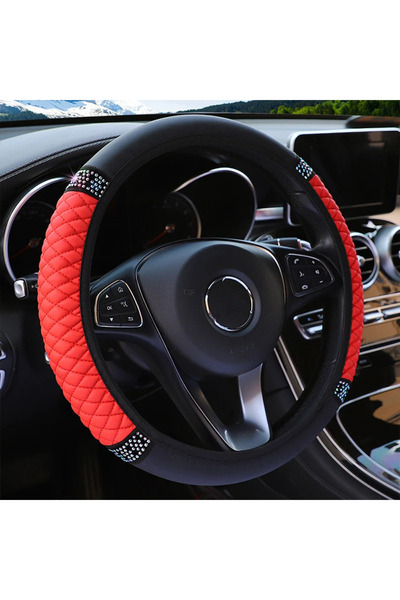Choice Red Universal Car Steering Wheel Cover 37-38cm Leather Embroidered Col...
