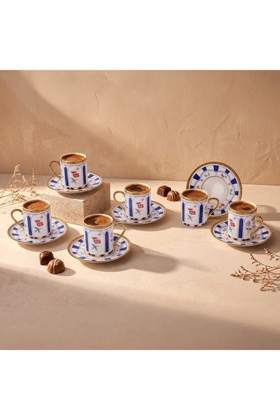 Aryıldız Best 12 Parça 6 Kişilik Kahve Fincan Takımı Mavi 90 ml