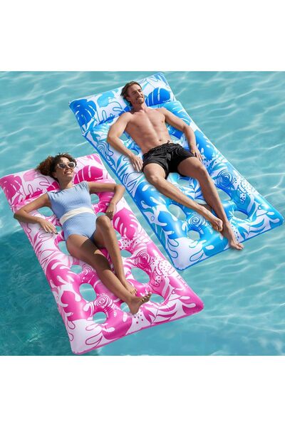 Dotail Set of 2 inflatable pool mattresses, XL model, 173 x 84 cm, built-in p...