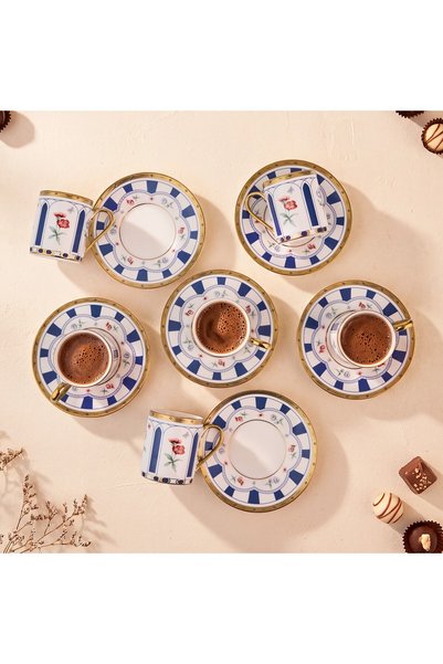 Aryıldız Best 12 Parça 6 Kişilik Kahve Fincan Takımı Mavi 90 ml