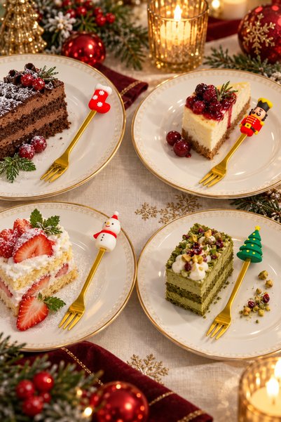 Tohana 4'lü Yılbaşı Temalı Pasta Tatlı Meyve Çatalı Seti 16 cm Gold – Fındıkk...