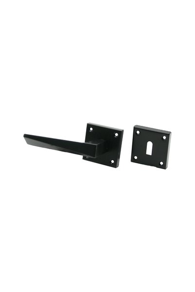INURA GLOBAL Pratik Prizma 13 Model Black Badge Room Door Handle Set 4-Pack