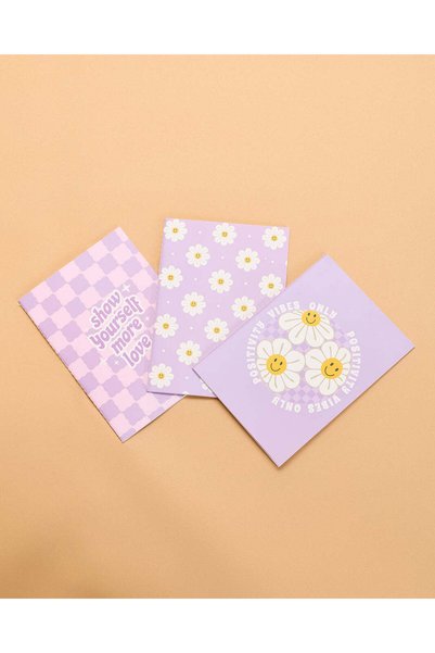 REDTAG Purple Printed Notebook 3 Piece Set