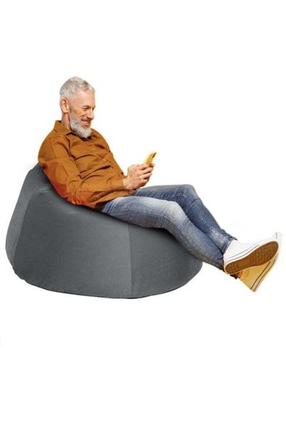 Generic In-House Niklas | Velvet Bean Bag Chair Grey 80x50cm
