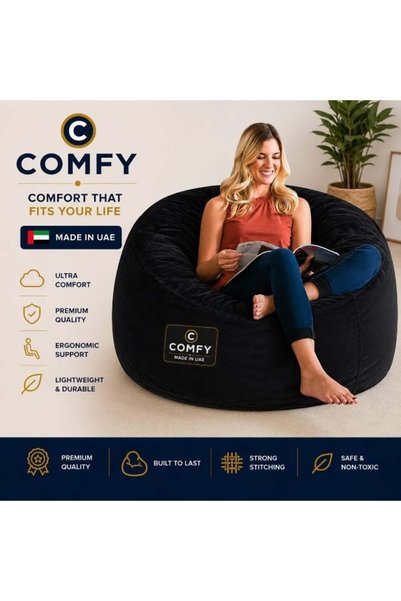 Generic COMFY CLASSIC ADULT LARGE SUEDE/VELVET BEAN BAG BLACK