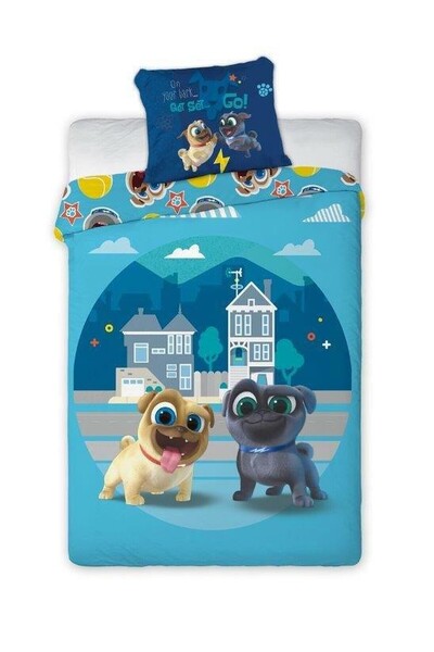Faro Lenjerie de pat copii, Puppy Dog Pals 003, 140x200 cm, Roz, 100% bumbac