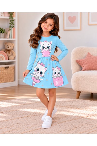 KAMİKAM Very Beautiful Girls' Combed Cotton Dress