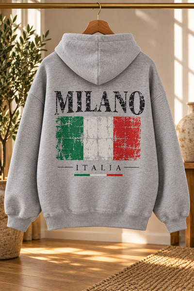 Frisson Milano Graffiti Printed Oversize Hooded Sweatshirt